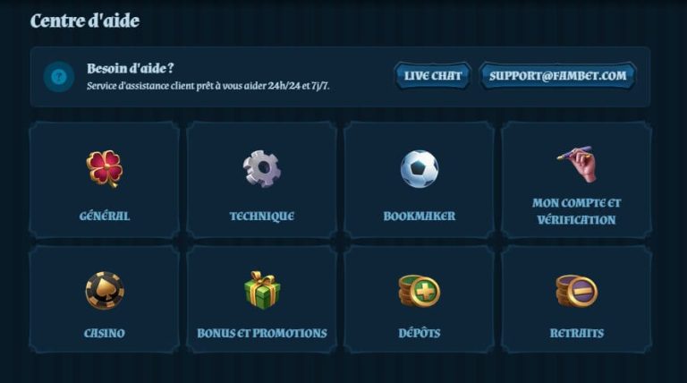 Fambet Casino support client